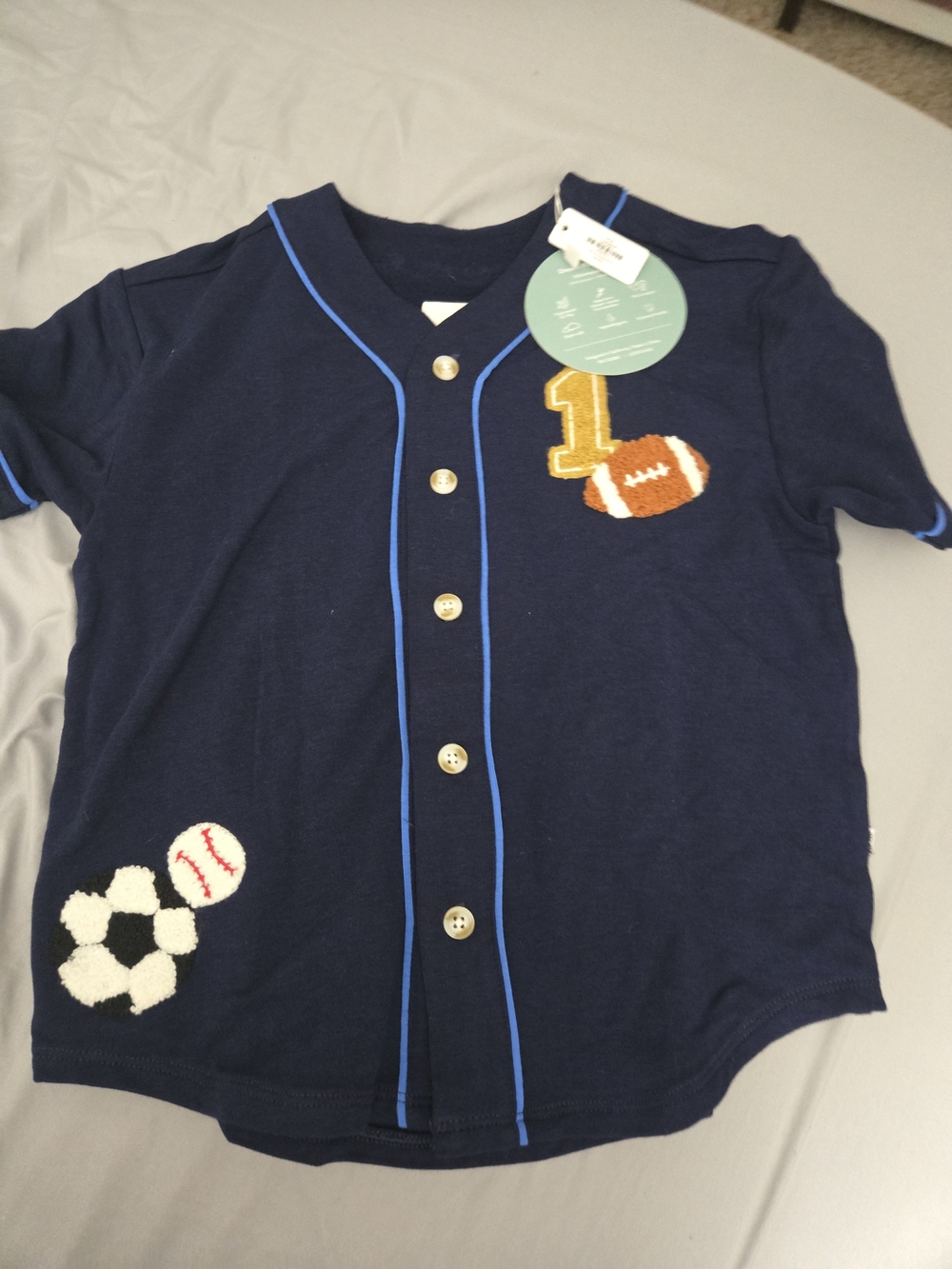 Little Sleepies Navy Short-Sleeve Baseball Tee with Sports Patches